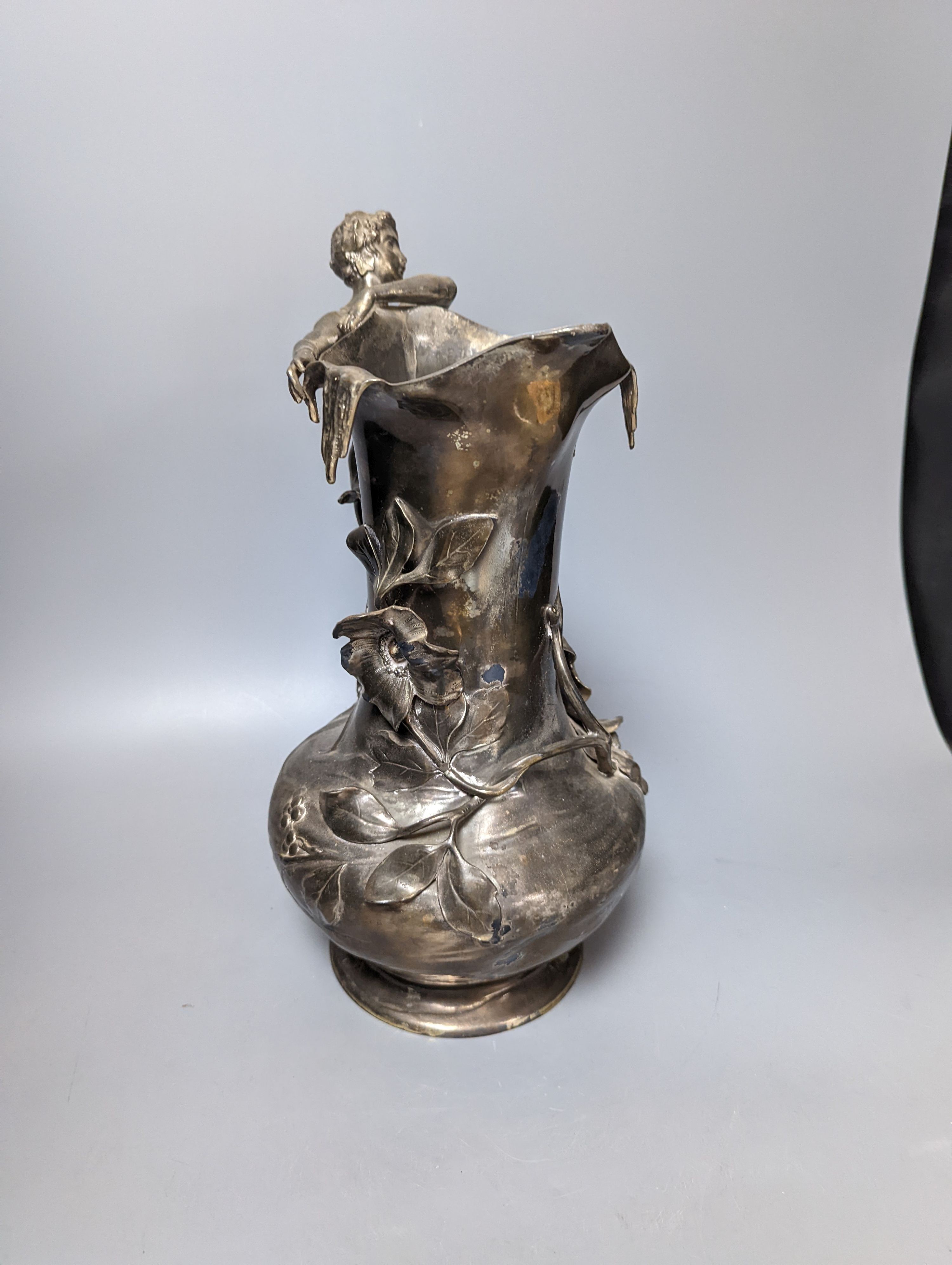 A WMF Jugendstil silver plated figural jug 36cm